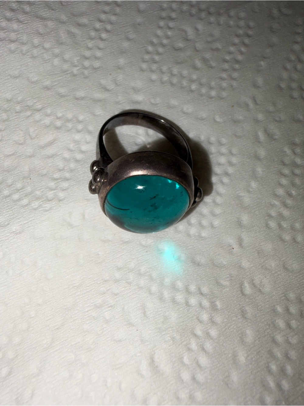 Sterling Silver Teal Cabochon Ring - Teal Stone Women's Ring